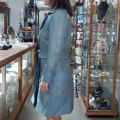 LONG LEATHER TRENCH CLOUD BLUE COLOUR SIZE 2