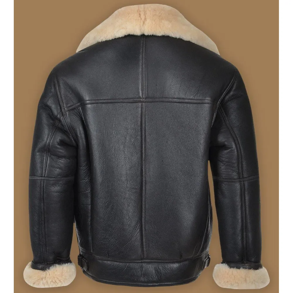 Men Black B3 Shearling Bomber Leather Jacket