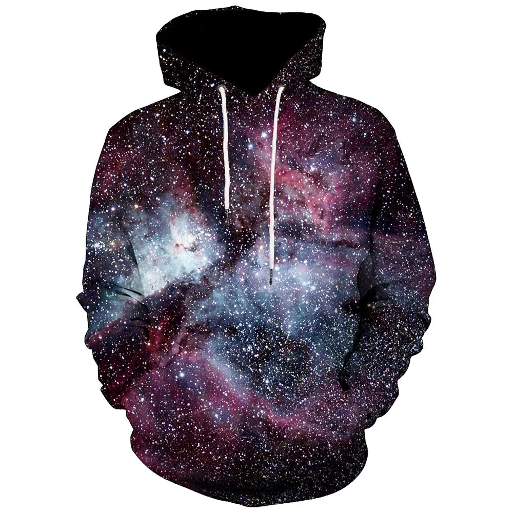 Men's 3D Galaxy Kangaroo Pocket Drawstring Hoodie