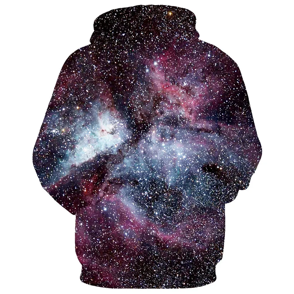 Men's 3D Galaxy Kangaroo Pocket Drawstring Hoodie