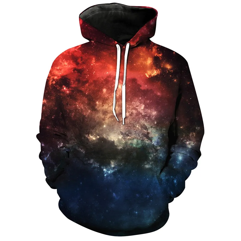 Men's 3D Galaxy Print Hooded Pullover Hoodie