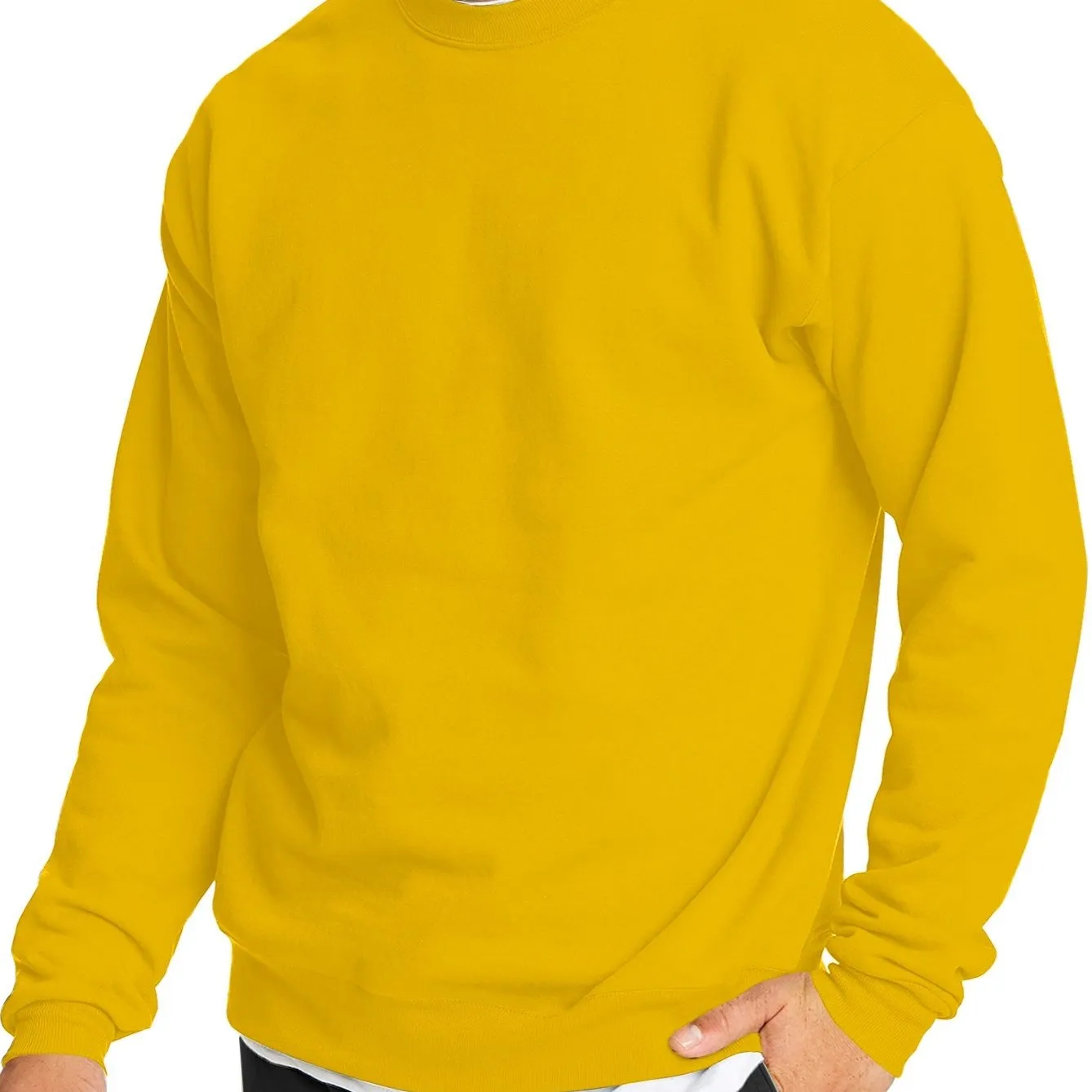 Men's Solid Color Round Neck Casual Long Sleeve Pullover Sweatshirt