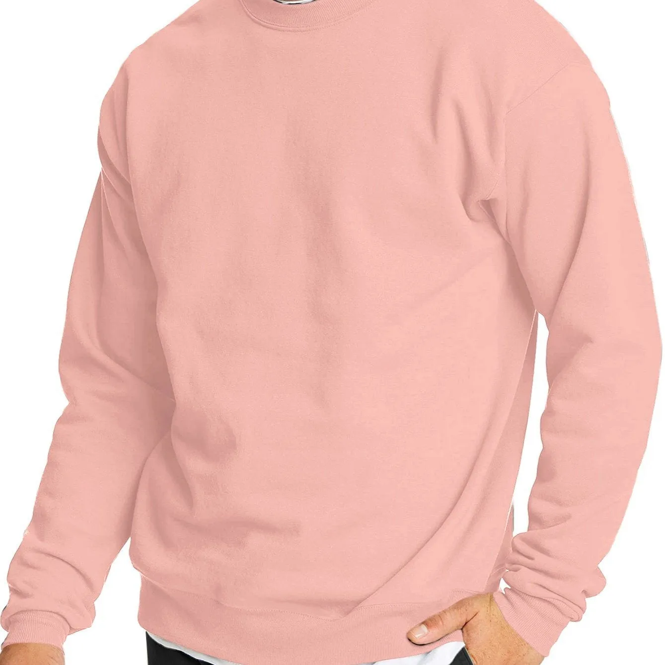 Men's Solid Color Round Neck Casual Long Sleeve Pullover Sweatshirt