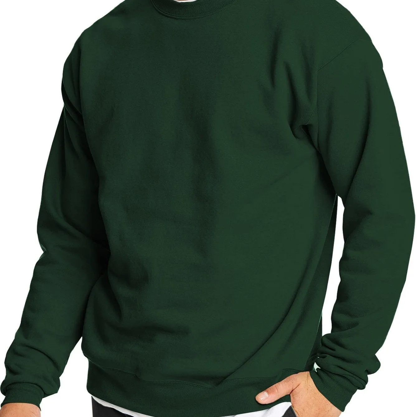 Men's Solid Color Round Neck Casual Long Sleeve Pullover Sweatshirt