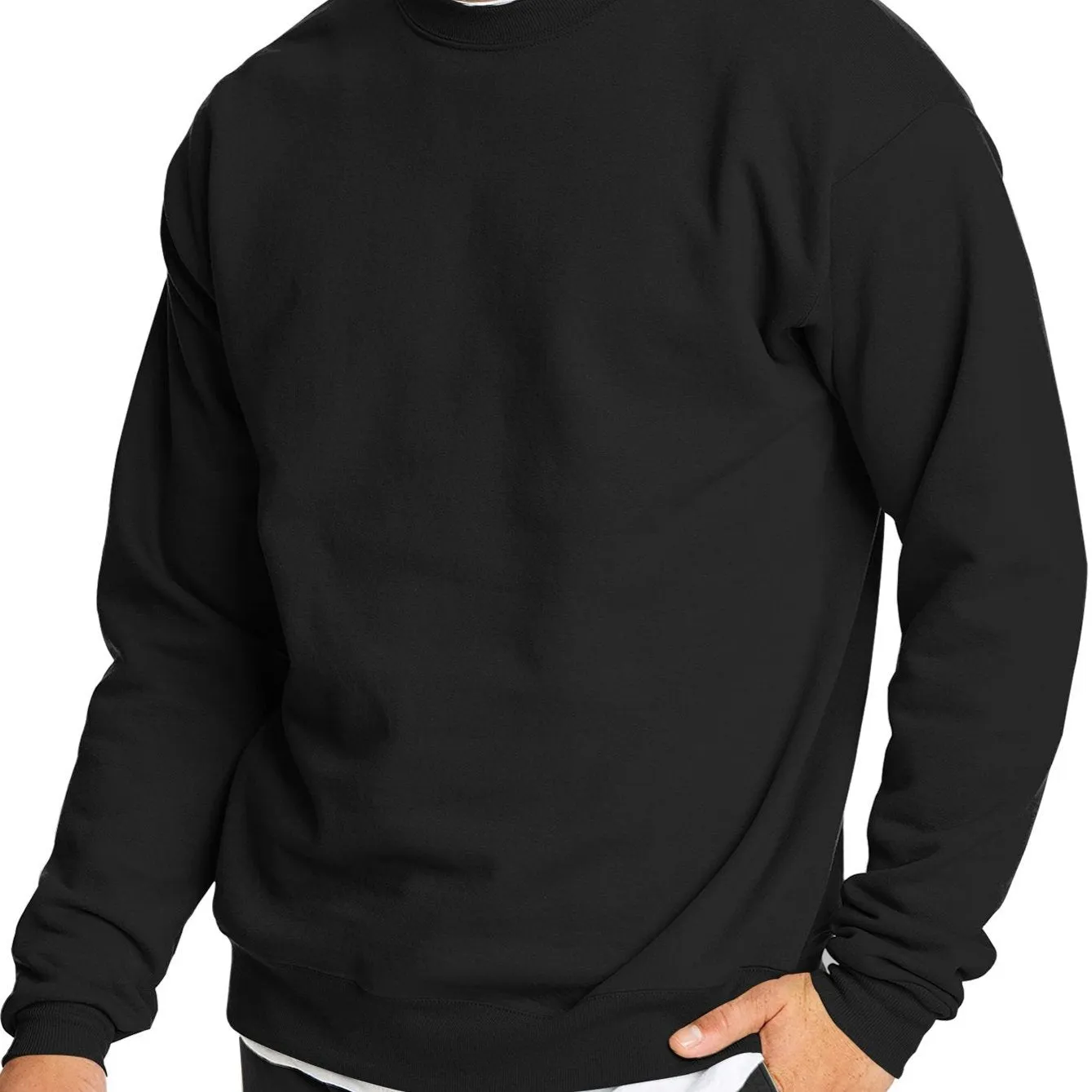 Men's Solid Color Round Neck Casual Long Sleeve Pullover Sweatshirt