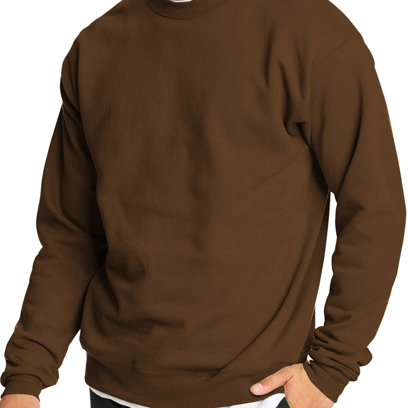 Men's Solid Color Round Neck Casual Long Sleeve Pullover Sweatshirt