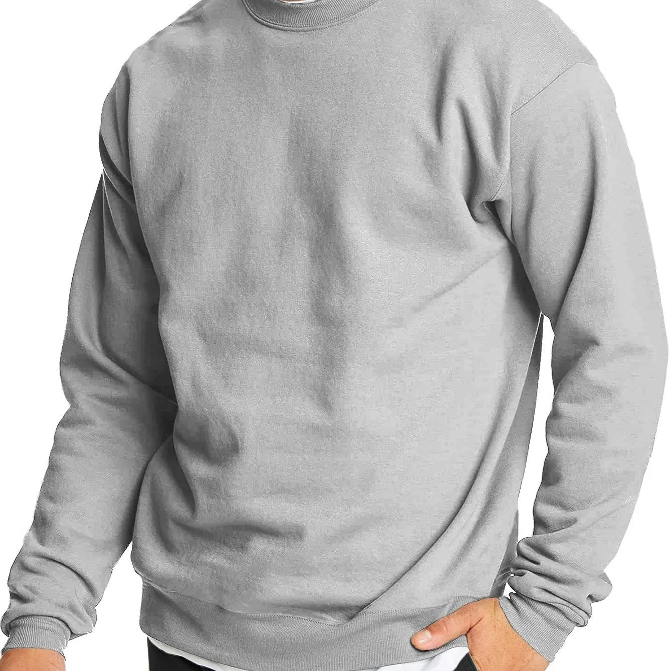 Men's Solid Color Round Neck Casual Long Sleeve Pullover Sweatshirt