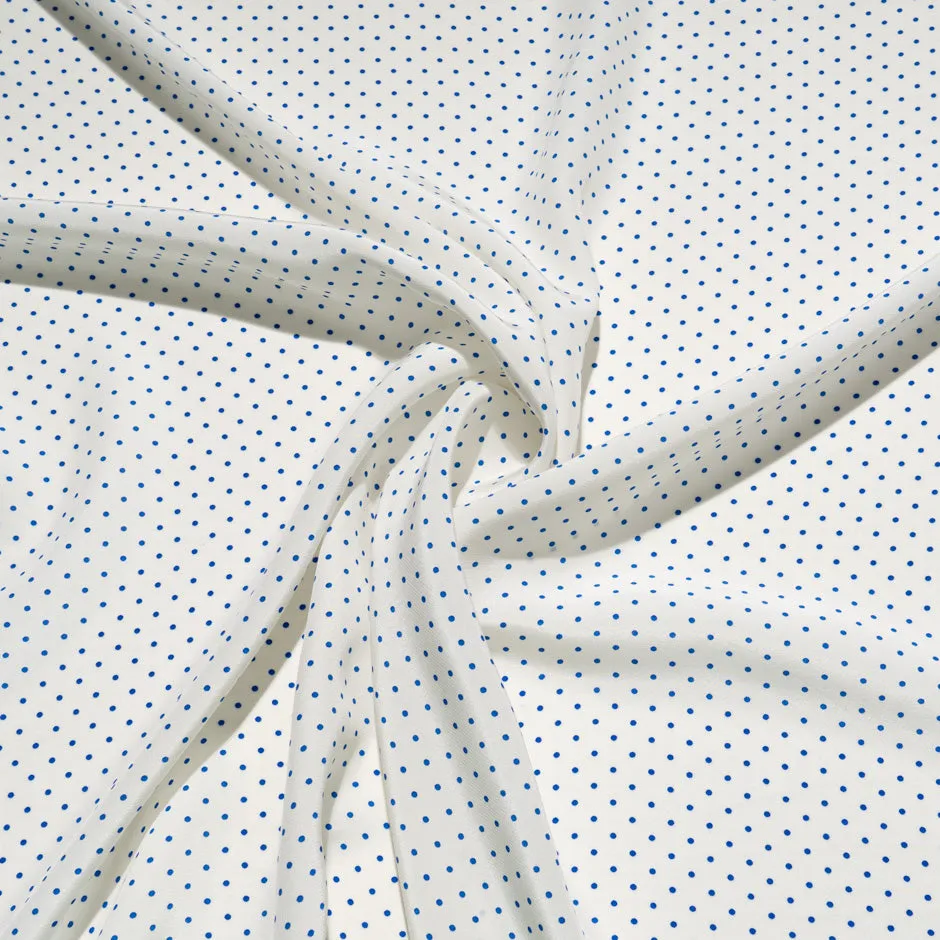 Mini Blue Spotted Off-White Silk Crêpe de Chine