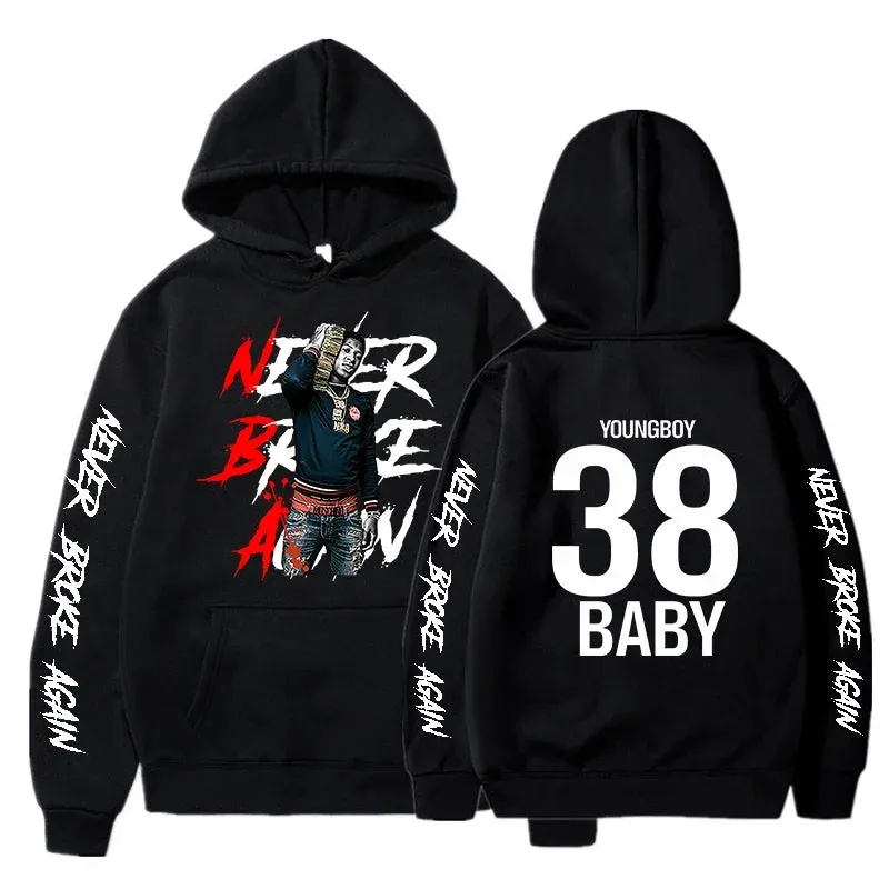 Never Broke Again Hoodies Men Fashion YoungBoy Graphic Printed Sweatshirts Women Cool Casual Harajuku Sportwear Hooded Pullover