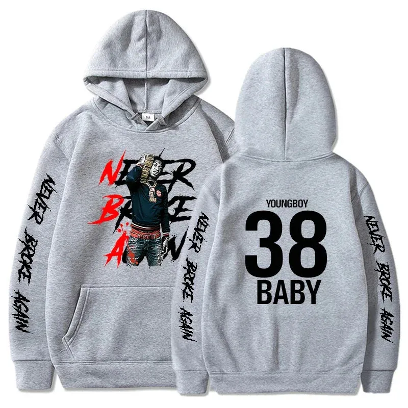 Never Broke Again Hoodies Men Fashion YoungBoy Graphic Printed Sweatshirts Women Cool Casual Harajuku Sportwear Hooded Pullover