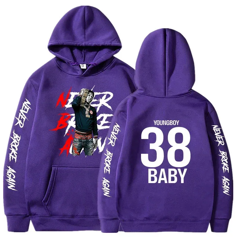 Never Broke Again Hoodies Men Fashion YoungBoy Graphic Printed Sweatshirts Women Cool Casual Harajuku Sportwear Hooded Pullover