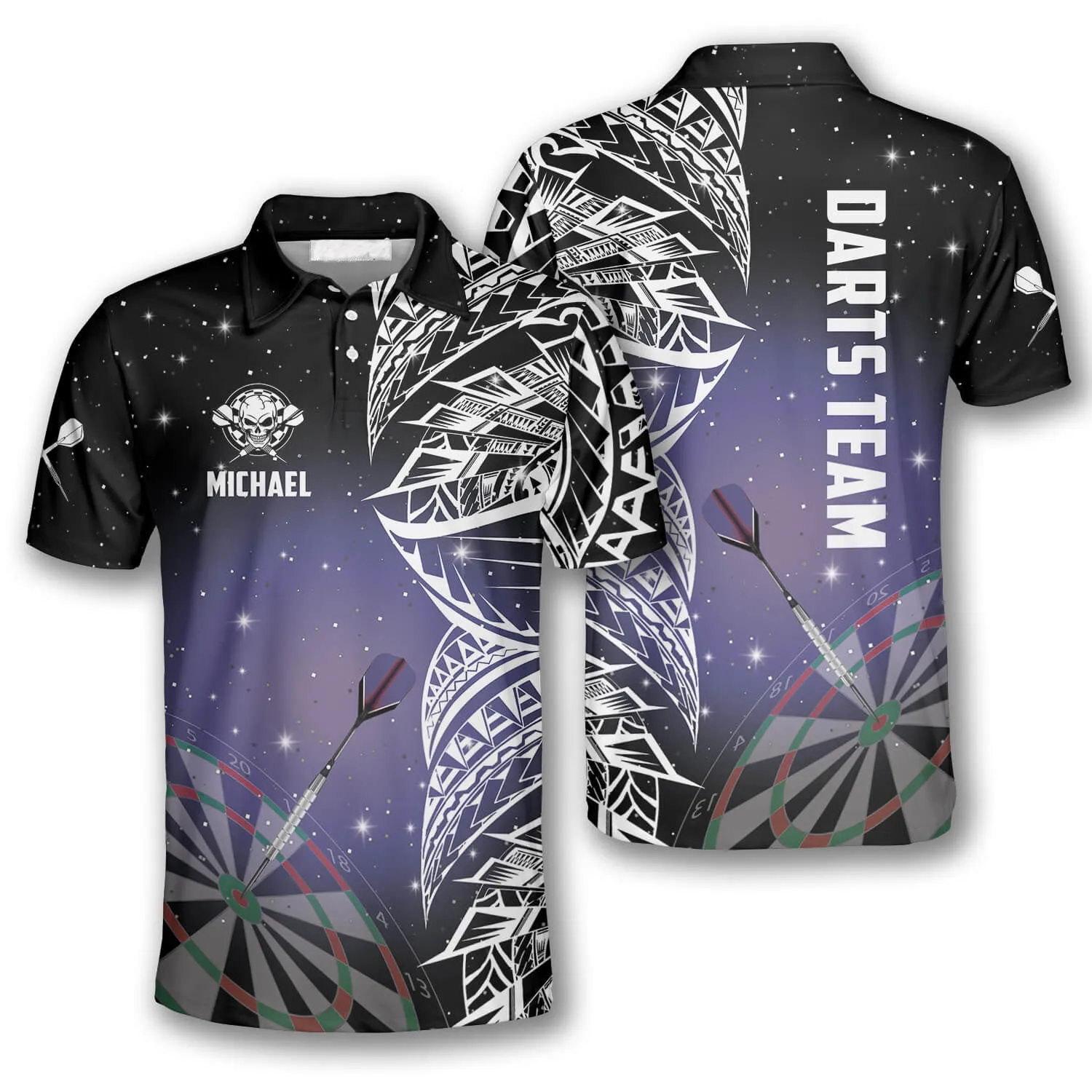 Night Sky Custom Darts Shirts for Men, 3D All Over Print Dart Polo Shirt