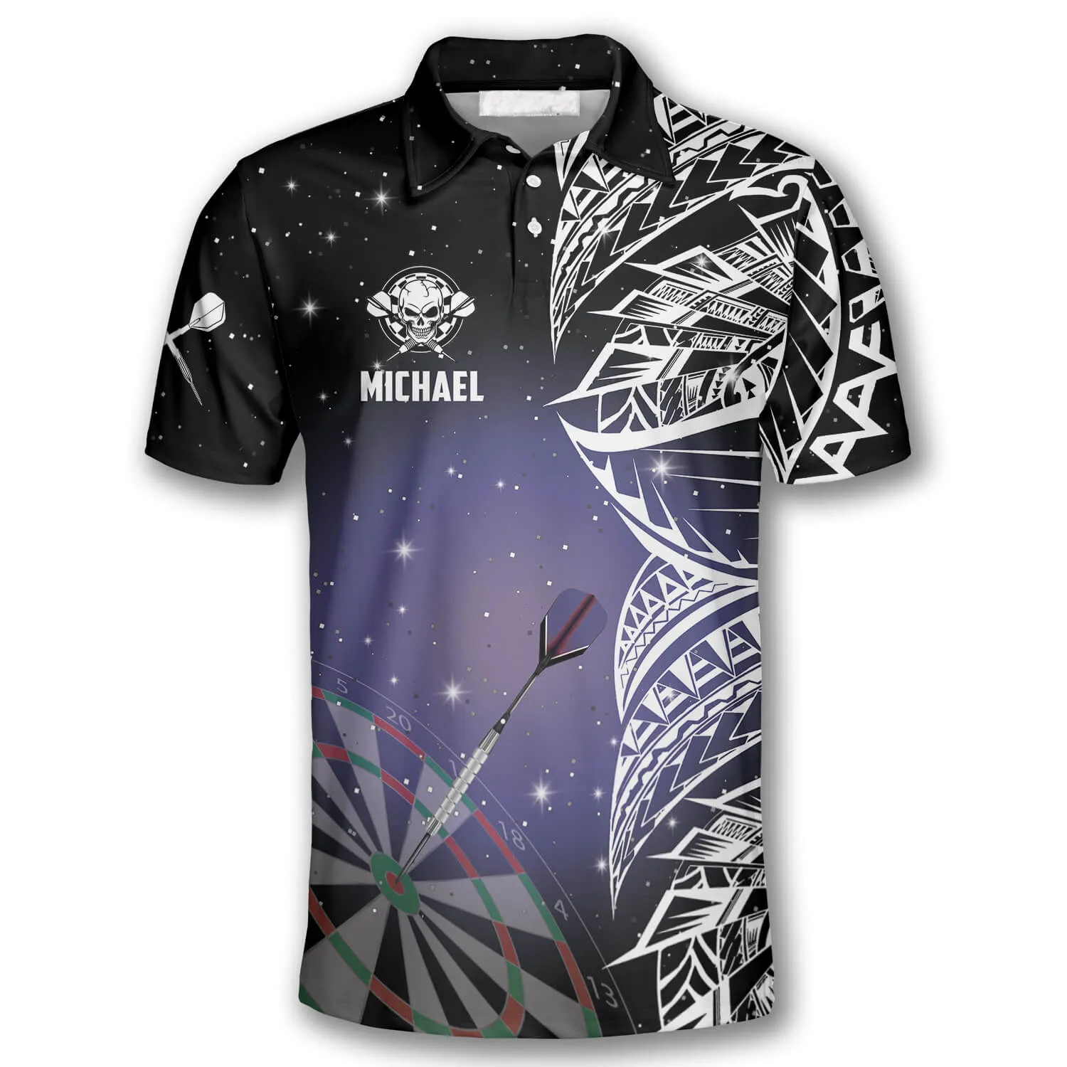 Night Sky Custom Darts Shirts for Men, 3D All Over Print Dart Polo Shirt