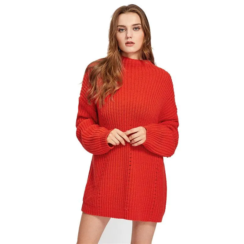 Red Exaggerate Long Sleeve Eyelet Jumper