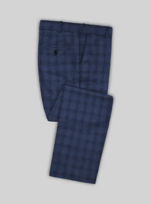 Reda Casal Blue Checks Wool Pants