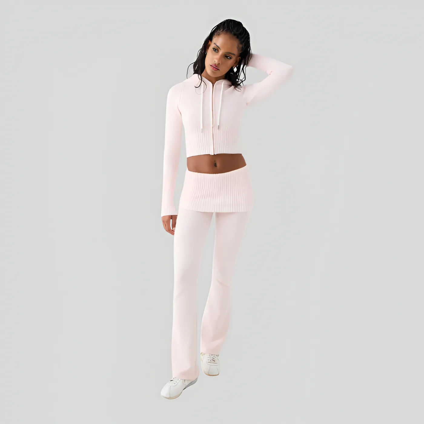 Ribbed Two Piece Zip Up Lounge Set