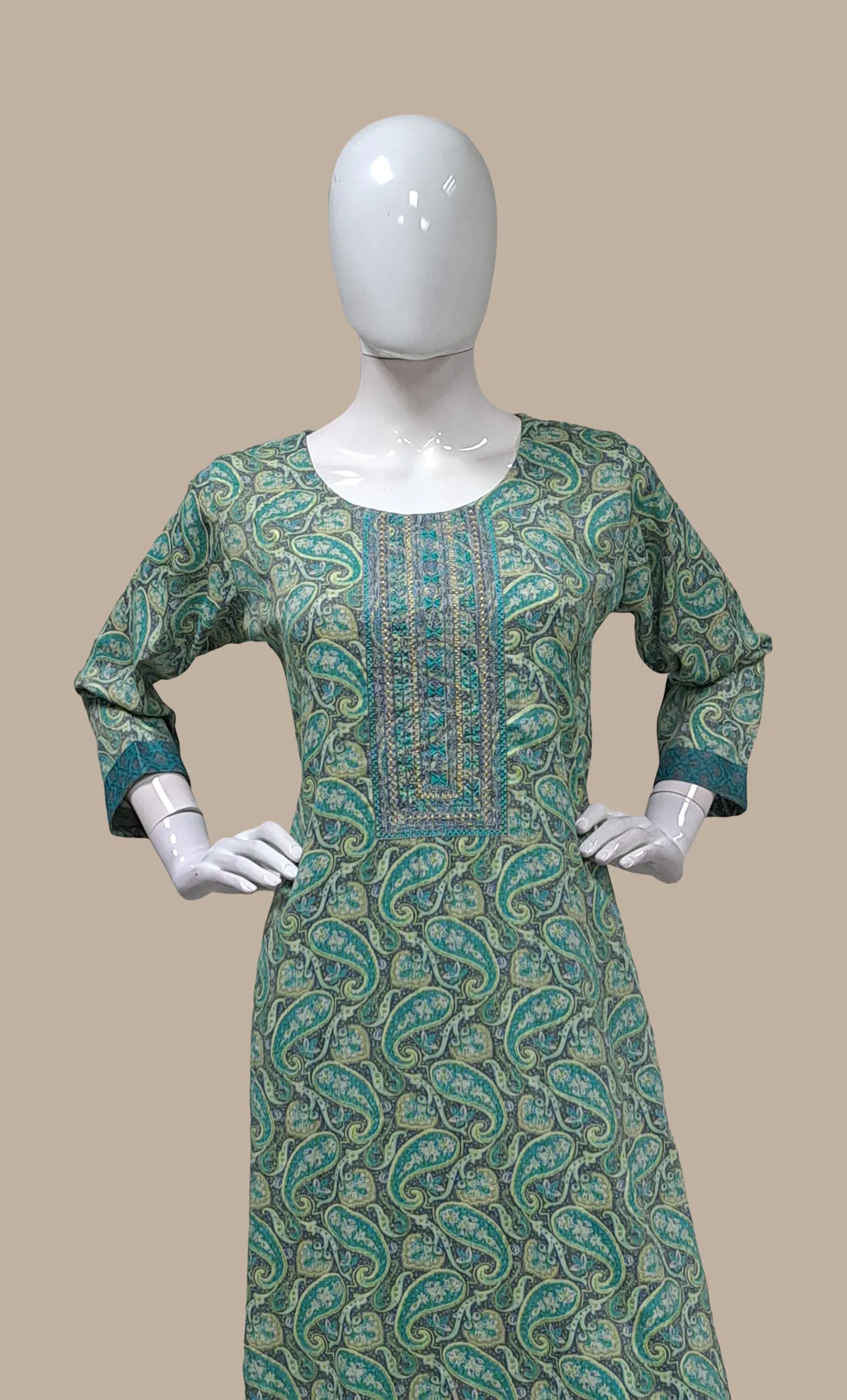 Sea Green Printed Punjabi