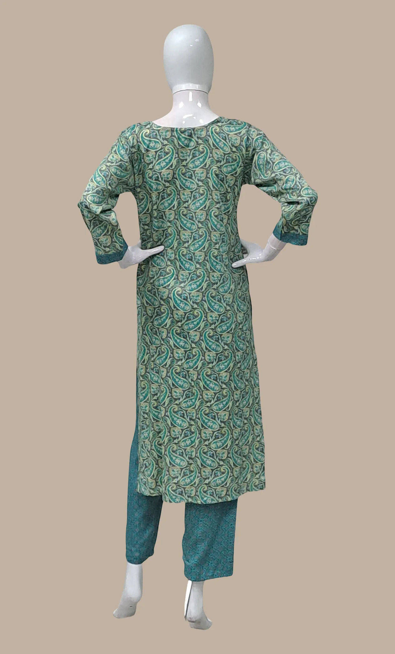 Sea Green Printed Punjabi