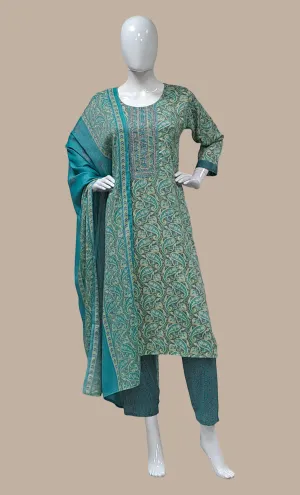 Sea Green Printed Punjabi