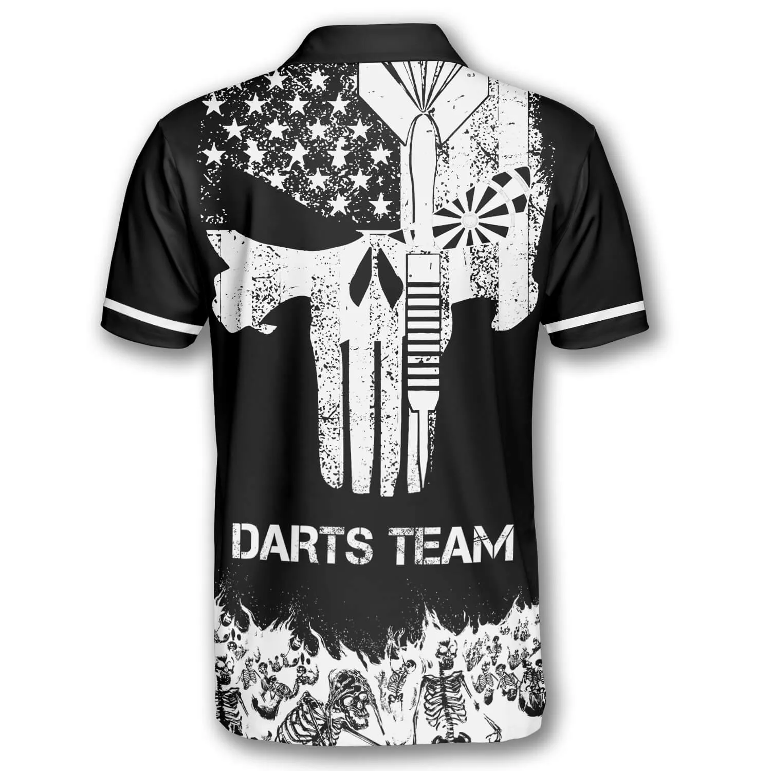 Skull Skeletons Black White Version Custom Darts Shirts for Men, Shirt Uniform Team Dart