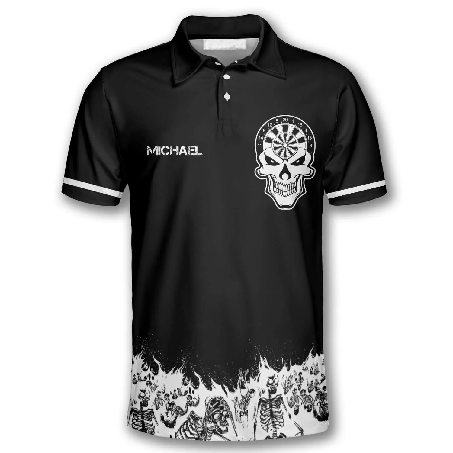 Skull Skeletons Black White Version Custom Darts Shirts for Men, Shirt Uniform Team Dart