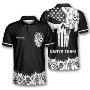 Skull Skeletons Black White Version Custom Darts Shirts for Men, Shirt Uniform Team Dart