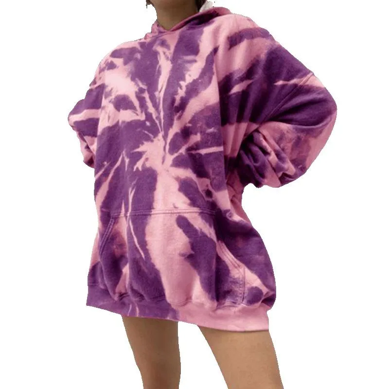 Street women's pocket tie-dye hooded loose plus size women's sweatshirt