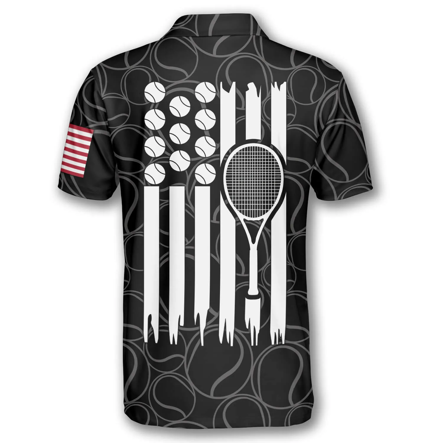 Tennis Pattern Flame American Flag Custom Polo Tennis Shirts for Men