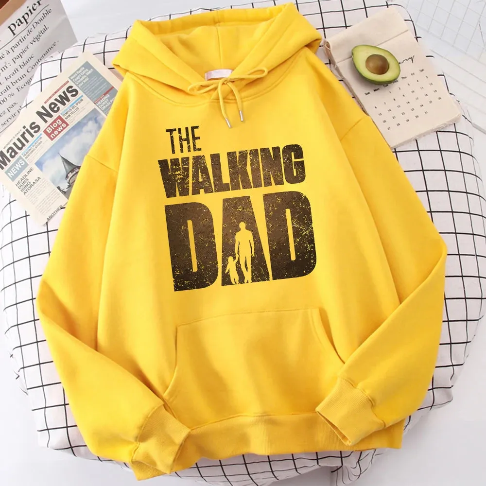 The Walking Dad Printing Men Hoodie Street Fleece Hoody Hipster Crewneck Autumn Sweatshirt Hip Hop Oversize Clothing Unisex