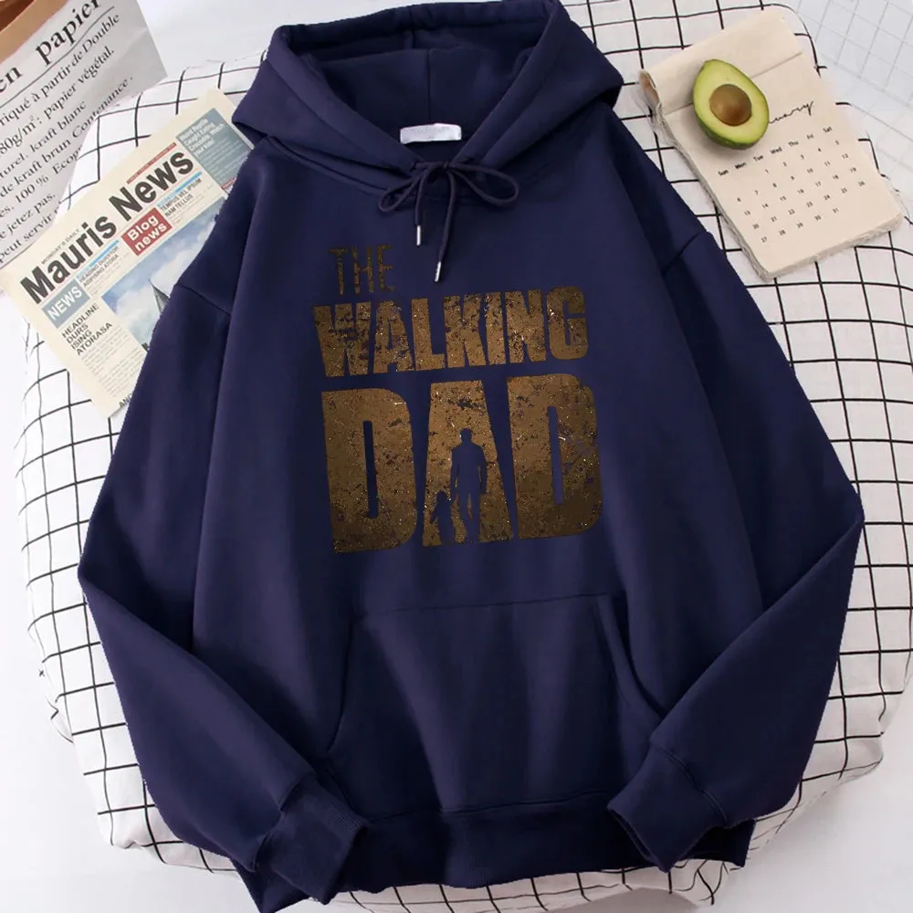 The Walking Dad Printing Men Hoodie Street Fleece Hoody Hipster Crewneck Autumn Sweatshirt Hip Hop Oversize Clothing Unisex