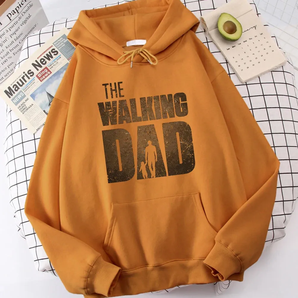 The Walking Dad Printing Men Hoodie Street Fleece Hoody Hipster Crewneck Autumn Sweatshirt Hip Hop Oversize Clothing Unisex