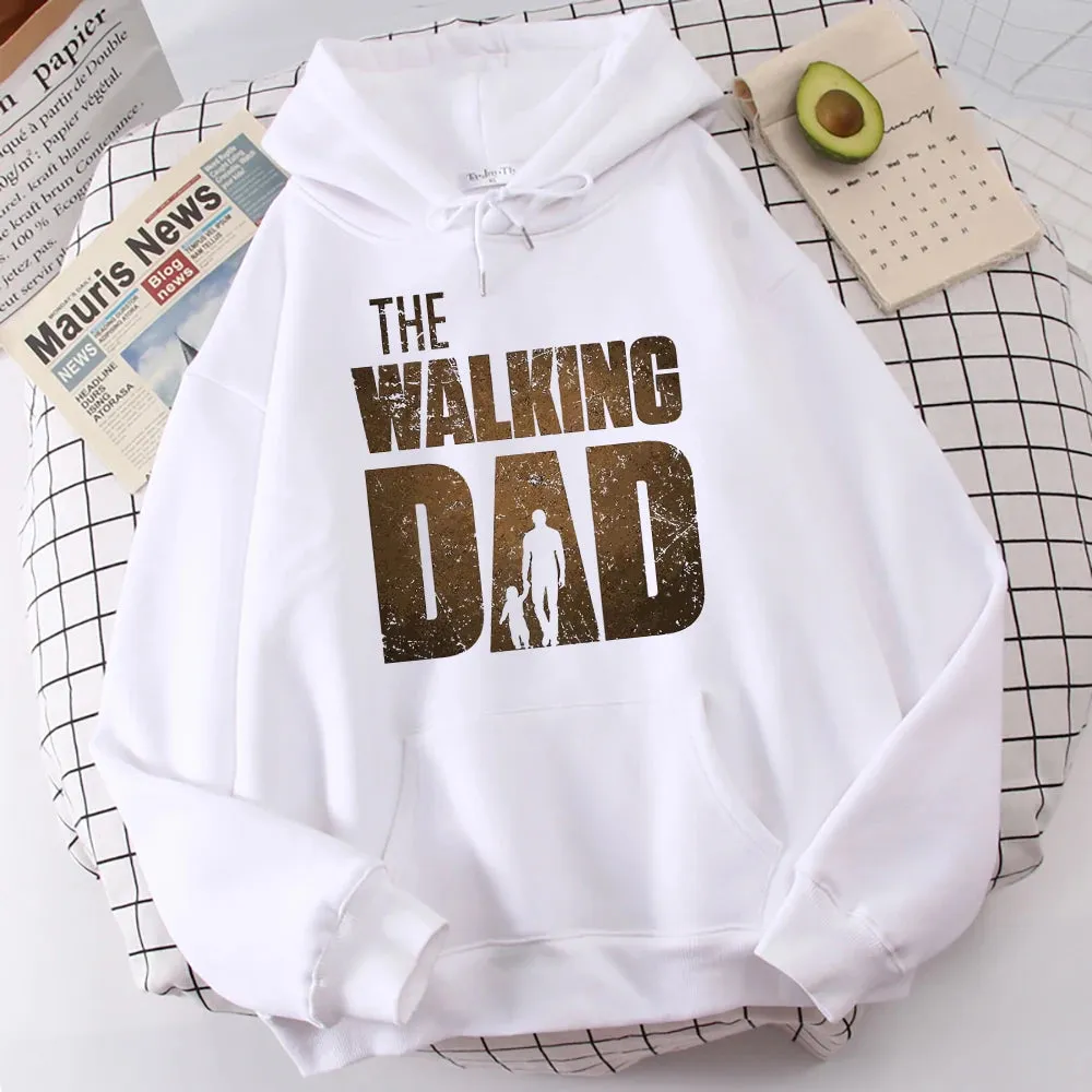 The Walking Dad Printing Men Hoodie Street Fleece Hoody Hipster Crewneck Autumn Sweatshirt Hip Hop Oversize Clothing Unisex