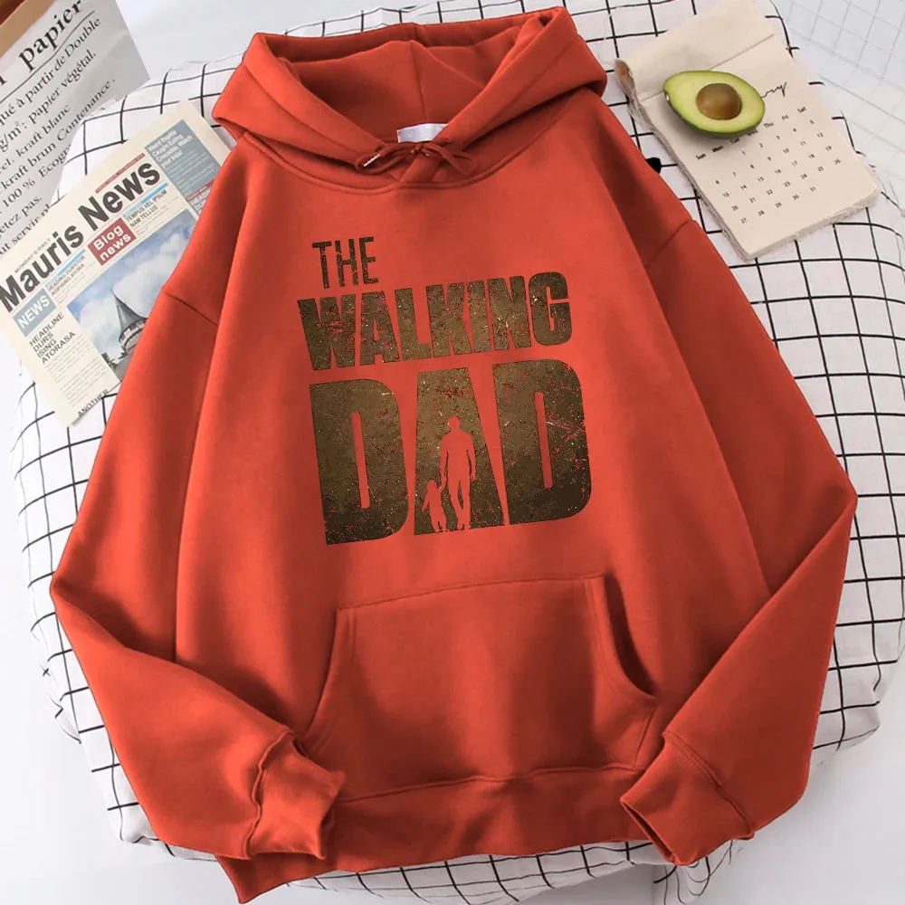 The Walking Dad Printing Men Hoodie Street Fleece Hoody Hipster Crewneck Autumn Sweatshirt Hip Hop Oversize Clothing Unisex