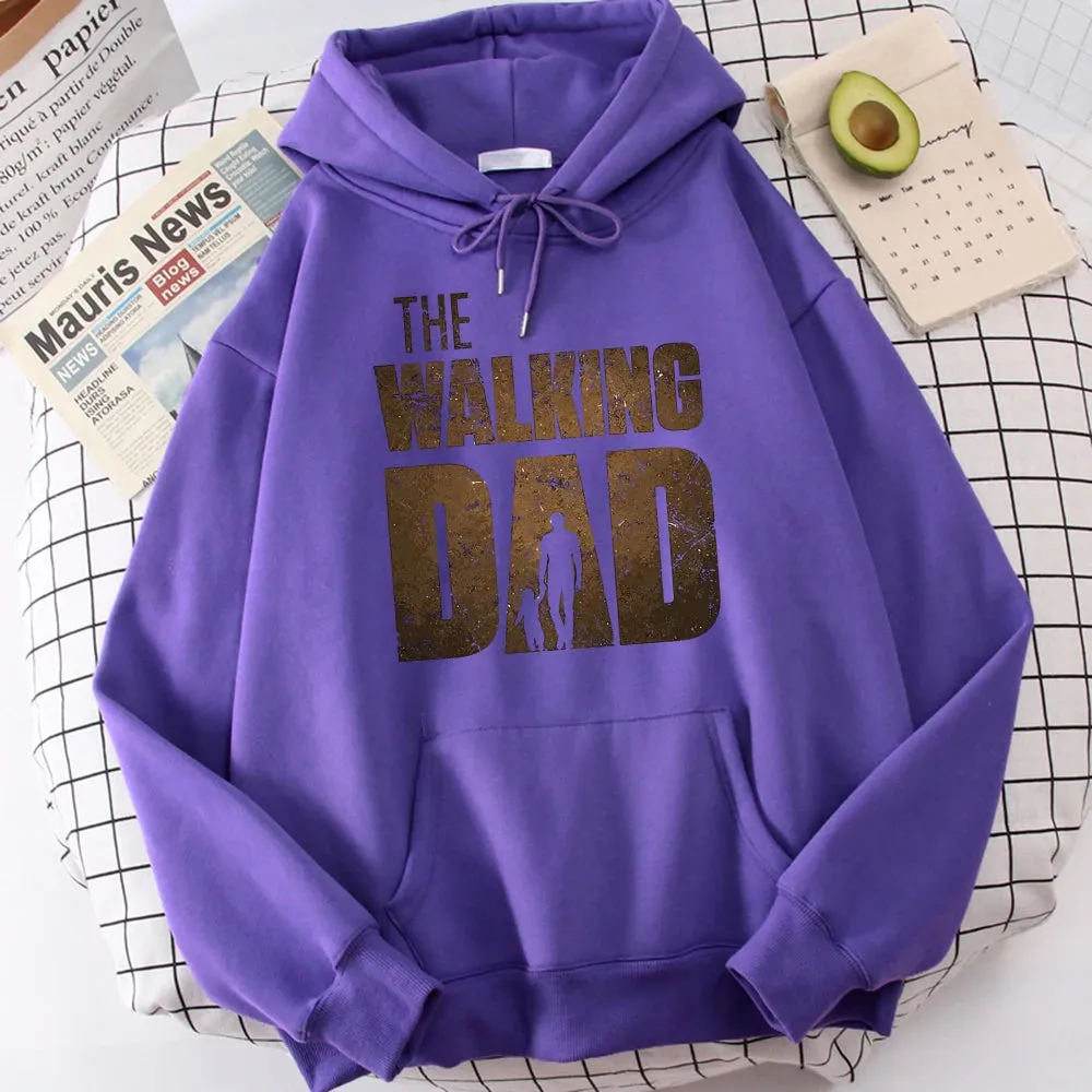 The Walking Dad Printing Men Hoodie Street Fleece Hoody Hipster Crewneck Autumn Sweatshirt Hip Hop Oversize Clothing Unisex