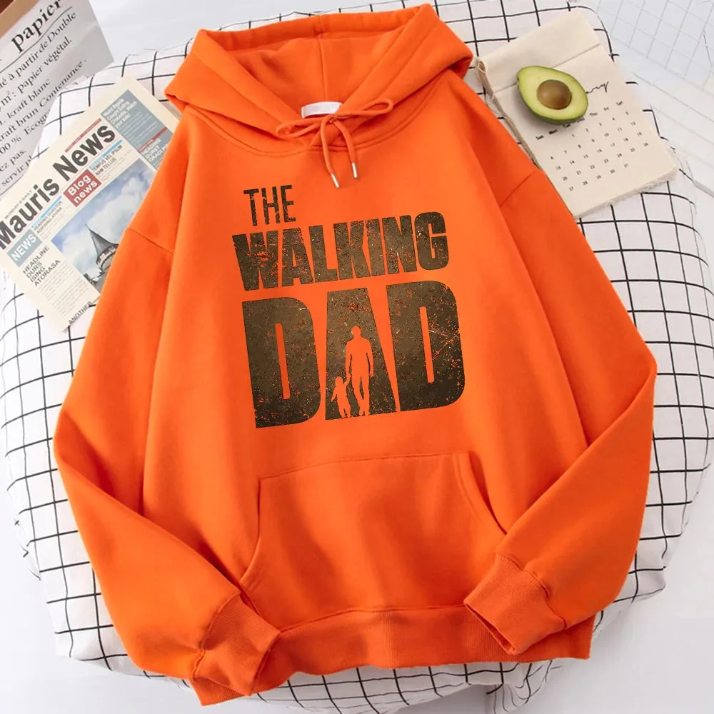 The Walking Dad Printing Men Hoodie Street Fleece Hoody Hipster Crewneck Autumn Sweatshirt Hip Hop Oversize Clothing Unisex