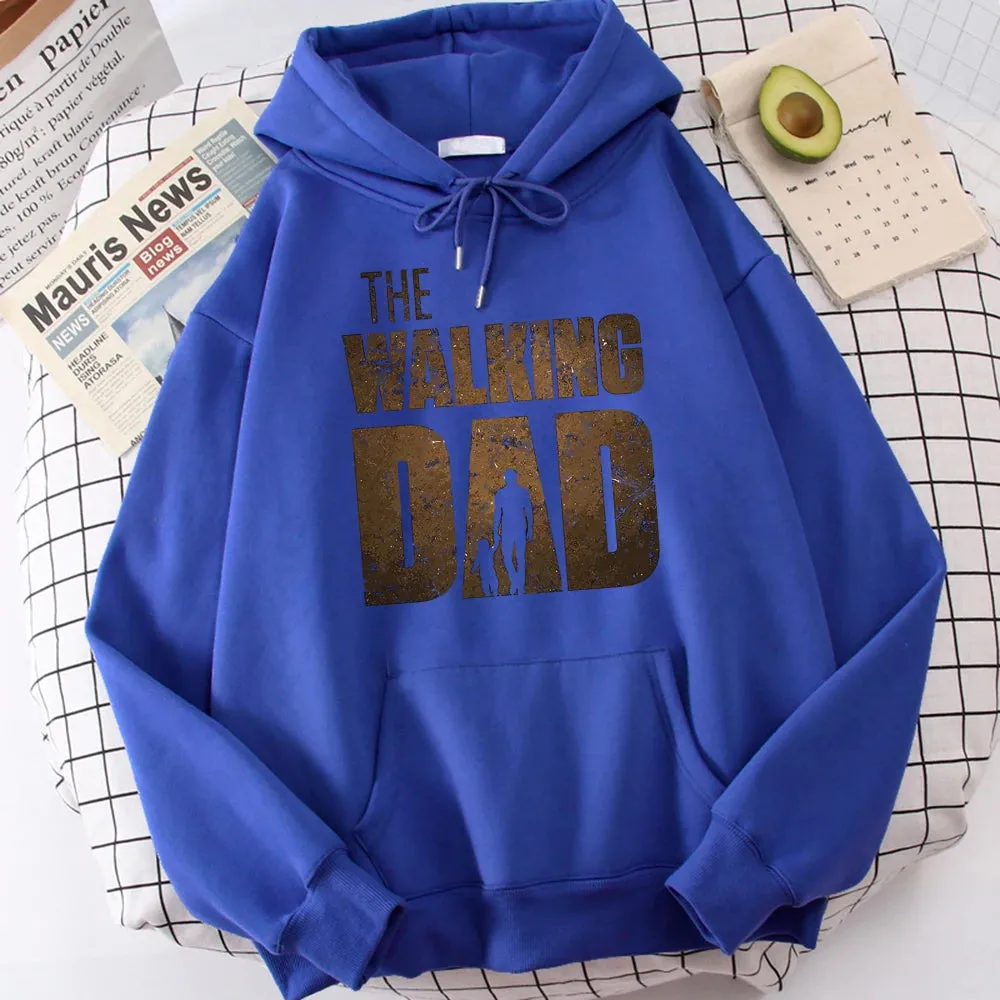 The Walking Dad Printing Men Hoodie Street Fleece Hoody Hipster Crewneck Autumn Sweatshirt Hip Hop Oversize Clothing Unisex