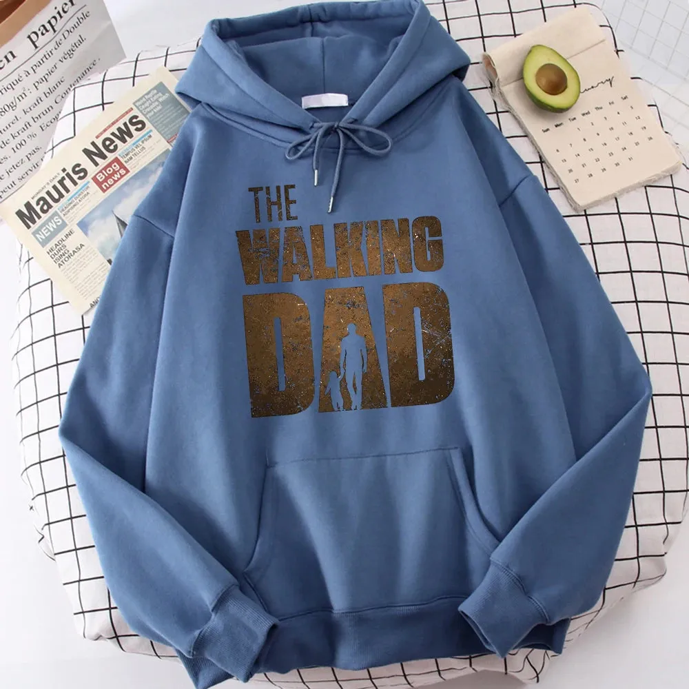 The Walking Dad Printing Men Hoodie Street Fleece Hoody Hipster Crewneck Autumn Sweatshirt Hip Hop Oversize Clothing Unisex