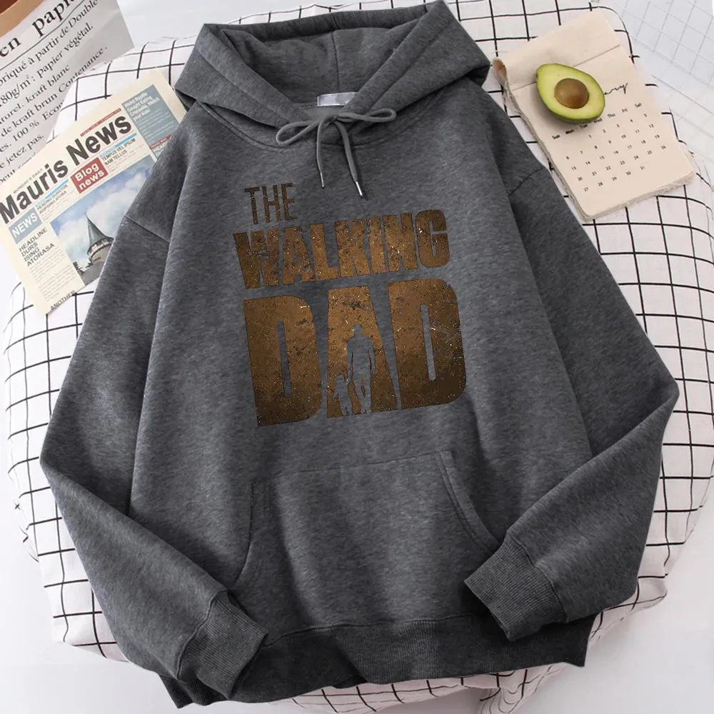 The Walking Dad Printing Men Hoodie Street Fleece Hoody Hipster Crewneck Autumn Sweatshirt Hip Hop Oversize Clothing Unisex