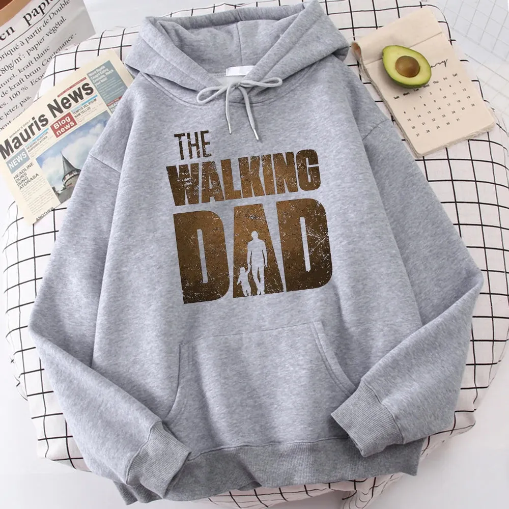 The Walking Dad Printing Men Hoodie Street Fleece Hoody Hipster Crewneck Autumn Sweatshirt Hip Hop Oversize Clothing Unisex