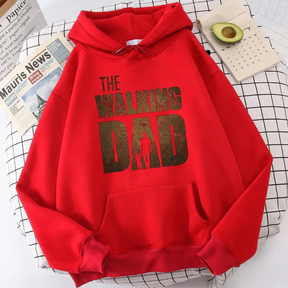 The Walking Dad Printing Men Hoodie Street Fleece Hoody Hipster Crewneck Autumn Sweatshirt Hip Hop Oversize Clothing Unisex