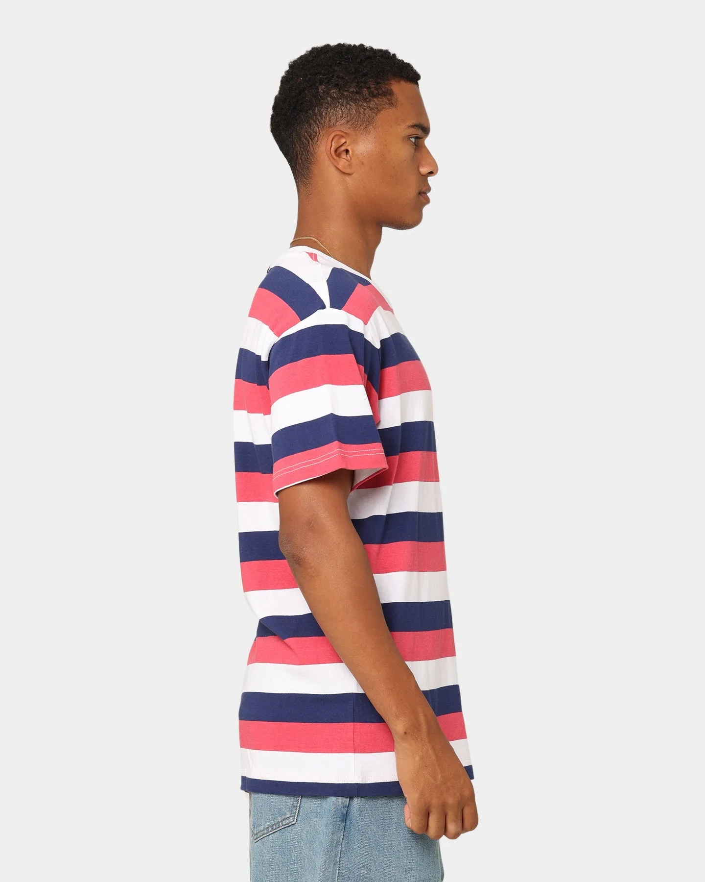 Tommy Jeans TJM Relaxed Timeless Stripe T-Shirt Washed Crimson