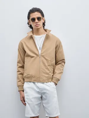 WES Casuals Beige Relaxed-Fit Cotton Jacket