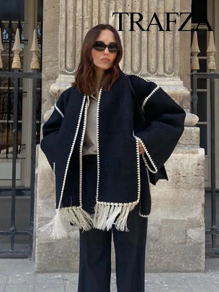 Woman's Crochet Scarf Coat with Long Sleeve.