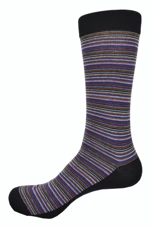 ZV268 Black Plum Fine Stripes Sock